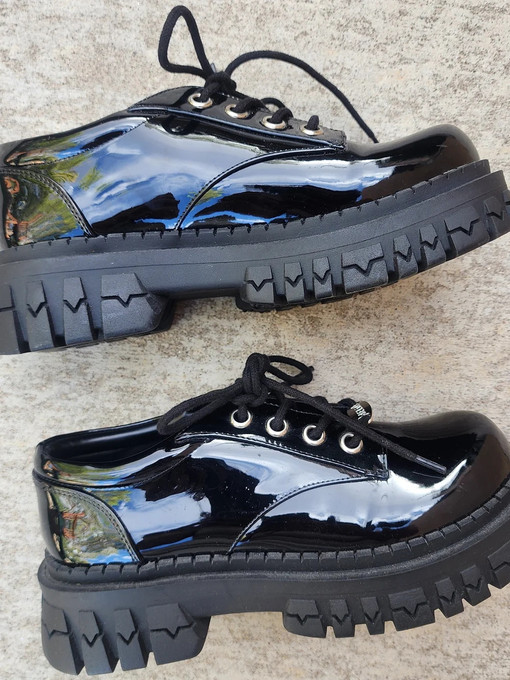 dELIA*s By DollsKill Onyx Teen Craft Chunky Oxford Platform Black Patent, Sz 8